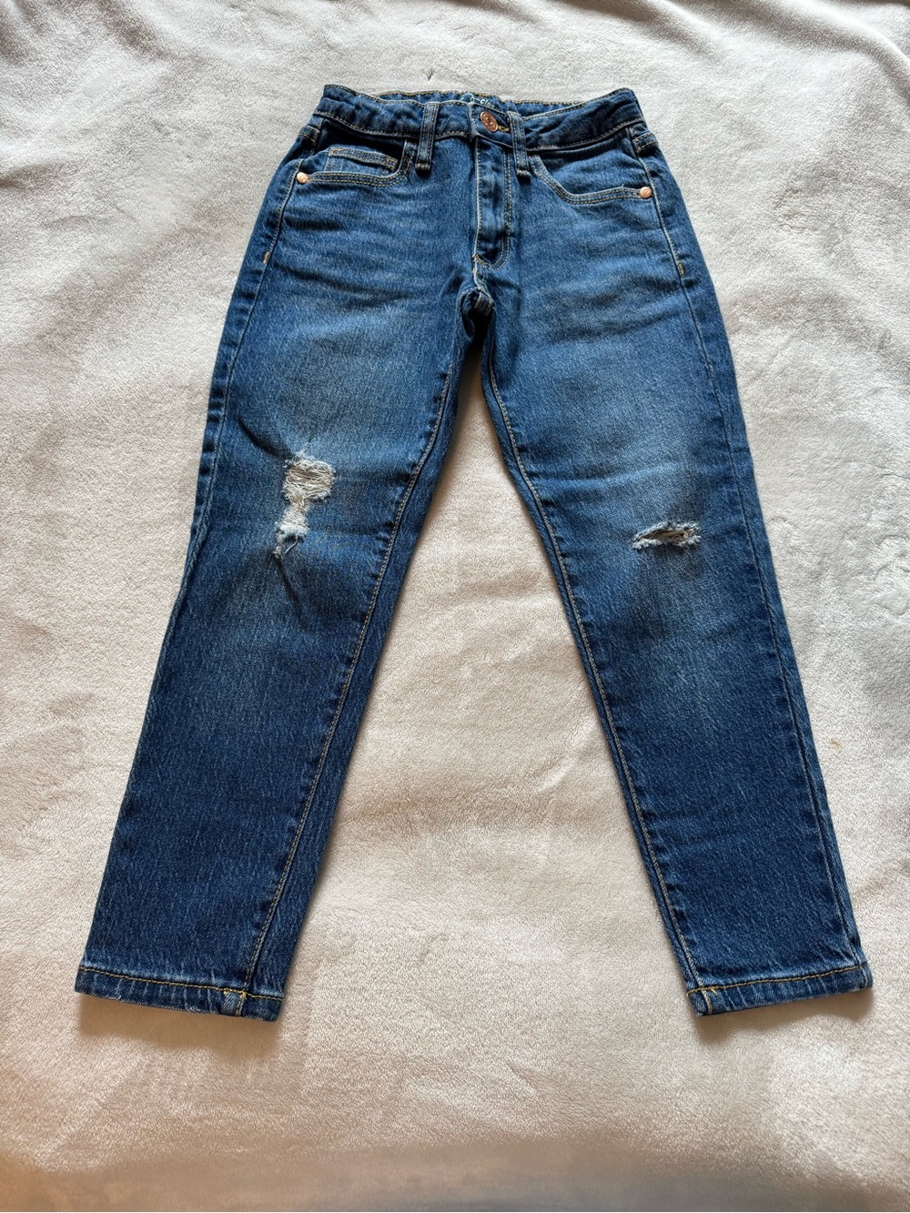 Girls Classic Distressed Blue Denim Jeans Size 6